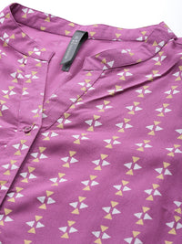 Thumbnail for HERE&NOW Women Purple Printed Regular Kurta with Palazzos - Distacart