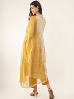Thumbnail for Khushal K Ethnic Motifs Printed Thread & Mirror Work Kurta with Trousers & Dupatta - Distacart