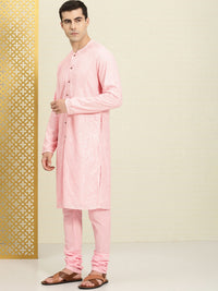 Thumbnail for House of Pataudi Embroidered Regular Sequinned Rozana Kurta with Pyjamas - Distacart