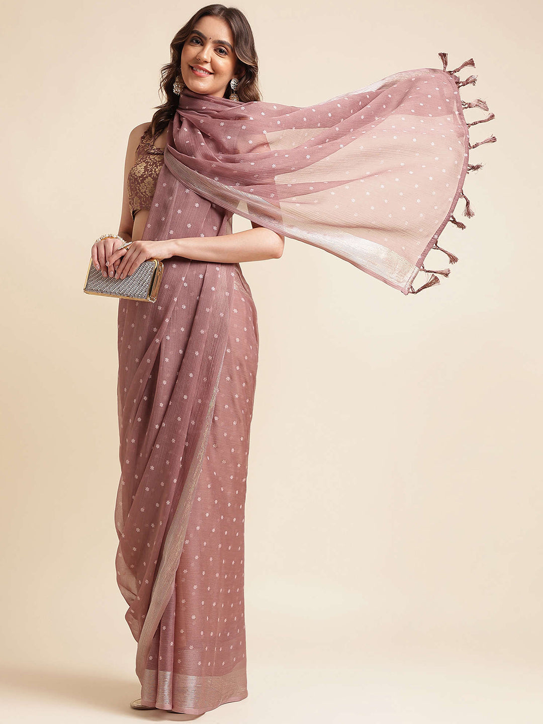 Mitera Floral Printed Pure Chiffon Saree - Distacart