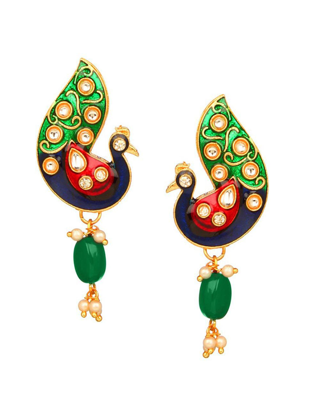 Cardinal Gold-Plated Green Studded Jewellery Set - Distacart