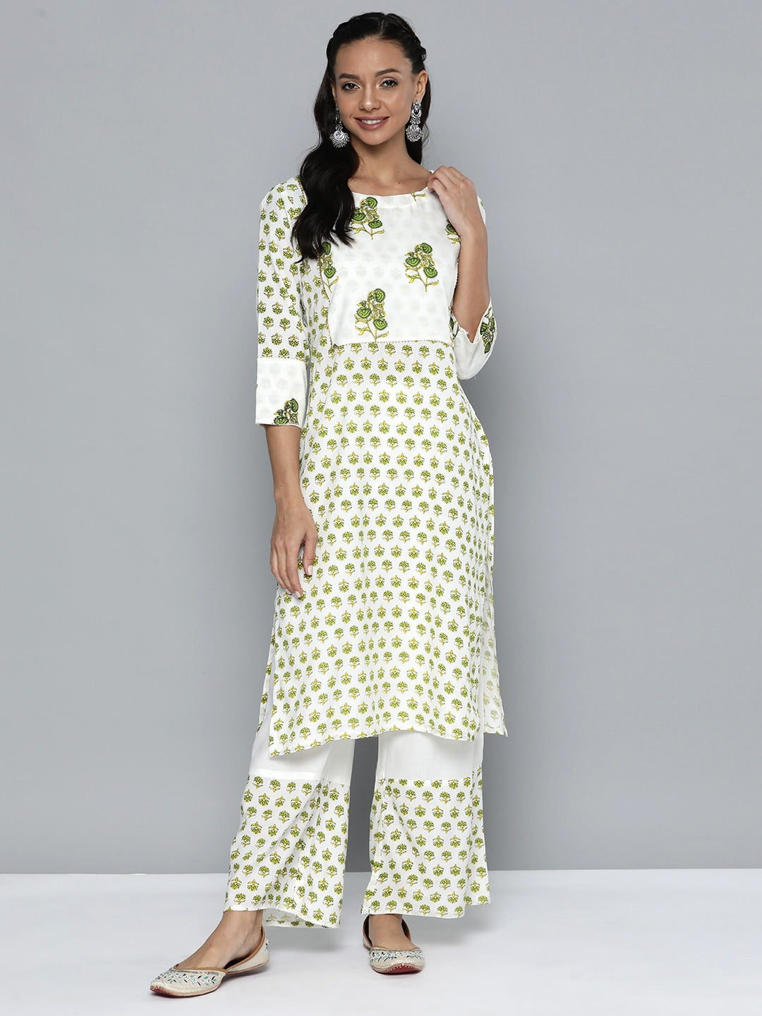 HERE&NOW Printed Regular Kurta with Palazzos - Distacart