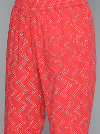 Thumbnail for HERE&NOW Floral Print Cotton Empire Kurta with Trousers - Distacart