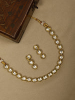 Thumbnail for Gold-Plated Alloy Single Line Kundan Necklace Set - The Pari - Distacart