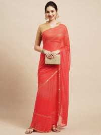 Thumbnail for Saree Mall Peach-Coloured Embellished Sarees - Distacart
