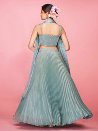 Thumbnail for Myra Sky Blue Art Silk Embroidered Designer Lehenga - Distacart