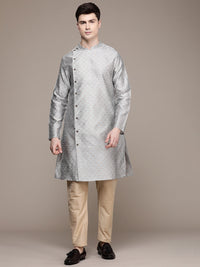 Thumbnail for House of Pataudi Ethnic Motifs Embroidered Thread Work Angrakha Rozana Kurta - Distacart