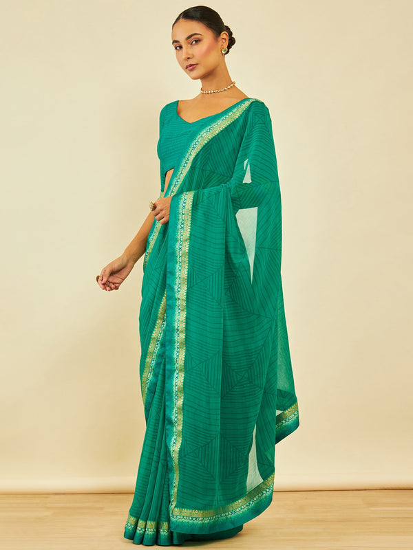 Soch Geometric Printed Zari Saree - Distacart