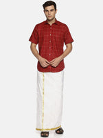 Thumbnail for Sethukrishna White Solid Readymade Dhoti For Men - Distacart