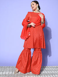 Thumbnail for HERE&NOW Women Bandhani Polyester Fusion Bottom Kurta Set - Distacart