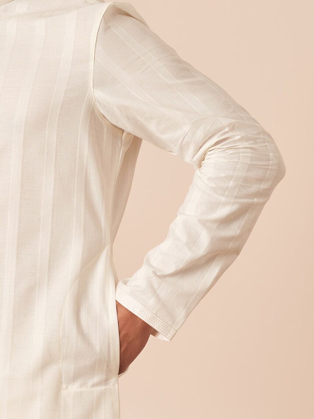 Manyavar Men Striped Pure Cotton Kurta with Pyjamas - Distacart