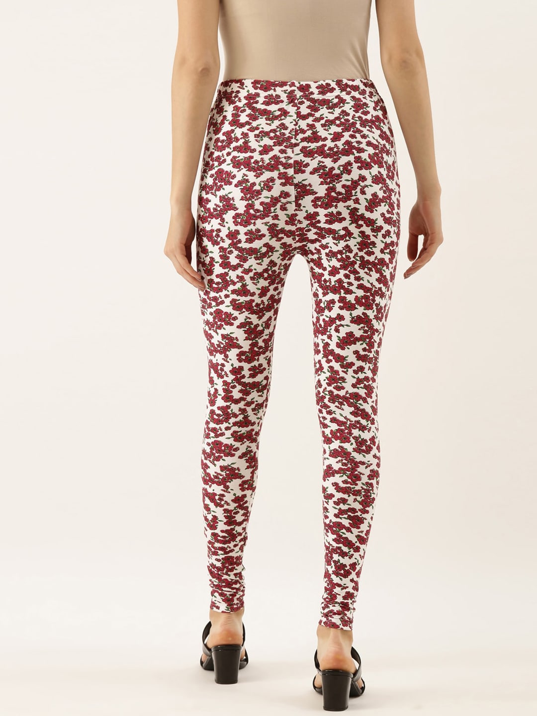 Souchii White & Red Printed Slim-Fit Ankle-Length Leggings - Distacart