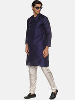 Thumbnail for Sethukrishna Mens Navy Blue Kurta with Pyjamas - Distacart