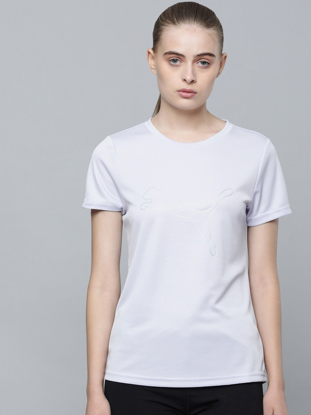 Puma Brand Logo Print Performance Heather Cat Training T-Shirt - Distacart