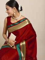 Thumbnail for Saree Mall Maroon & Gold-Toned Zari Silk Blend Uppada Sarees - Distacart