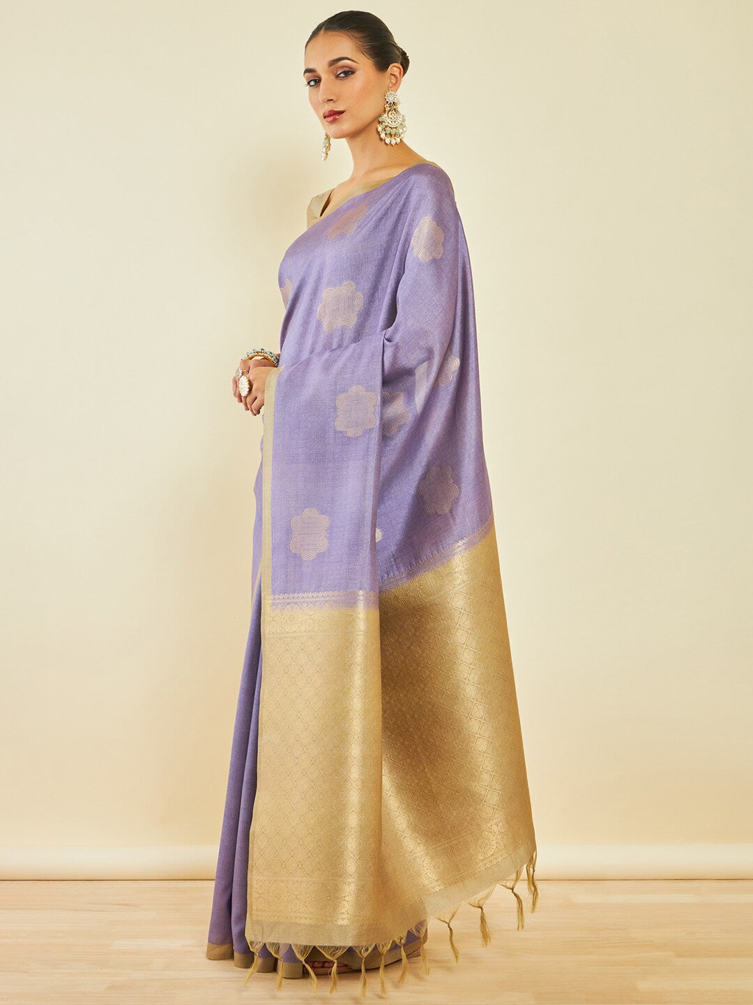 Soch Silk Blend Tussar Saree - Distacart