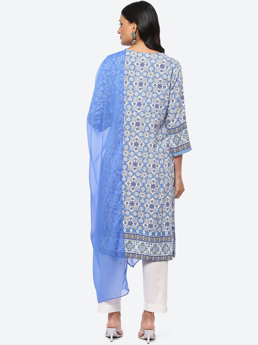Biba Women Ethnic Motifs Printed Kurta With Trousers & Dupatta - Distacart