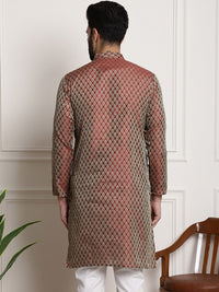 Thumbnail for Sojanya Woven Design Mandarin Collar Silk Cotton Kurta - Distacart