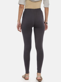 Thumbnail for Souchii Charcoal Grey Solid Slim-Fit Ankle-Length Leggings - Distacart
