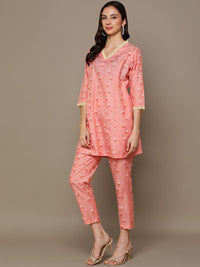 Thumbnail for HERE&NOW Orange Floral Printed A-Line Kurta Set - Distacart