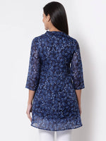 Thumbnail for Myshka Women's Trendy Organza Printed Printed 3/4 Sleeve Round Neck Casual Multicolor Tunic