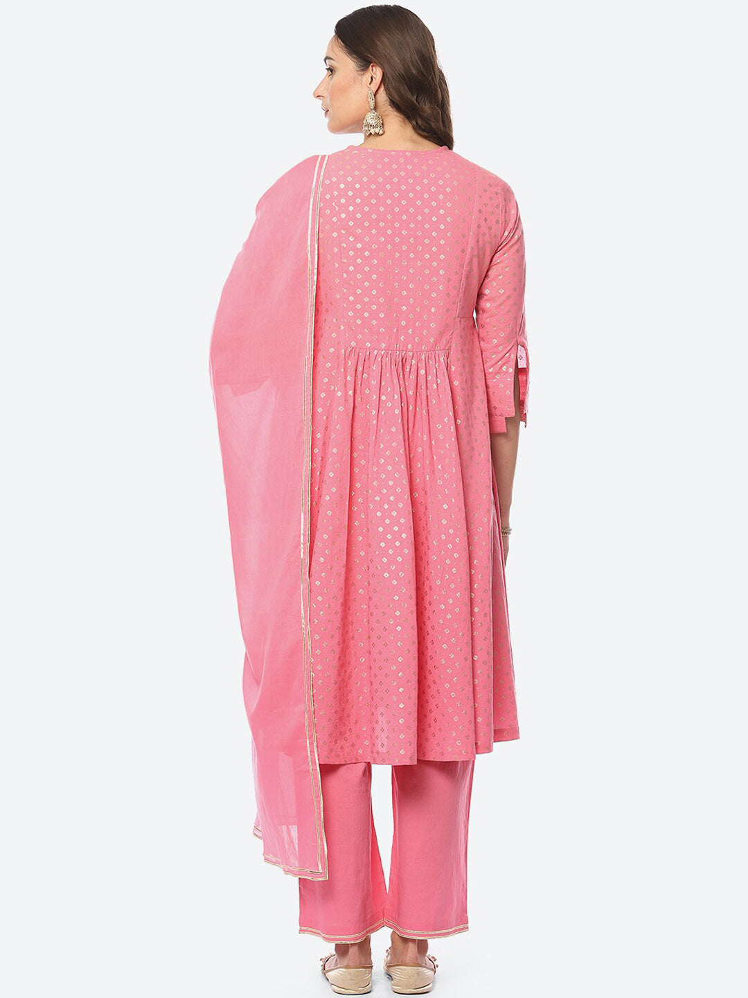 Biba Women Ethnic Motifs Printed Zari Work Kurta With Palazzos & Dupatta - Distacart