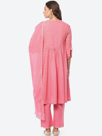 Thumbnail for Biba Women Ethnic Motifs Printed Zari Work Kurta With Palazzos & Dupatta - Distacart