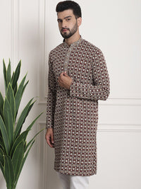 Thumbnail for Sojanya Geometric Embroidered Mandarin Collar Kurta - Distacart