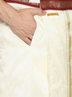 Thumbnail for Sethukrishna Cream-Coloured Solid Readymade Dhoti For Men - Distacart