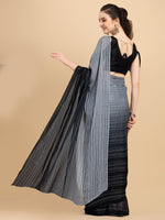 Thumbnail for Kalini Black Women Georgette Striped Printed Saree With Blouse Piece - Distacart