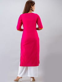 Thumbnail for HERE&NOW Pink & White Geometric Embroidered Mirror Work Kurta with Palazzos - Distacart