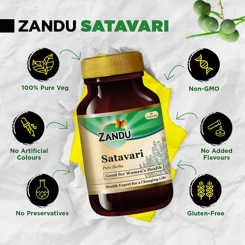 Zandu Satavari Pure Herbs Capsules - Distacart