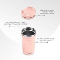 Thumbnail for Milton Corral Thermosteel Insulated Coffee Mug Tumbler - 400ml (Peach) - Distacart