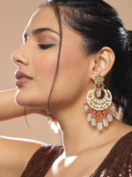 Thumbnail for Gold-Toned Red Contemporary Gold-Plated Chandbalis Earrings - Ruby Raang - Distacart