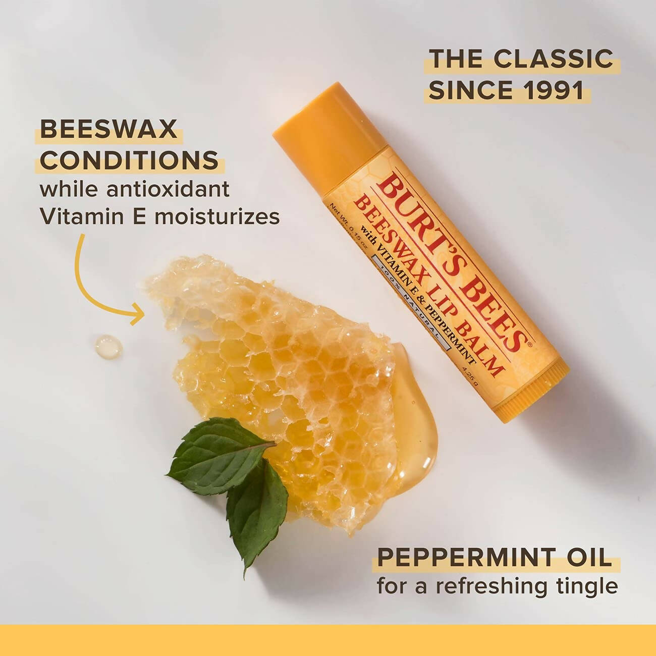 Burt's Bees Beeswax Lip Balm With Vitamin E & Peppermint - Distacart