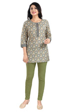 Thumbnail for Snehal Creations Pretty Pastle Variyali Green Rayon Short Kurti Tunic Top - Distacart