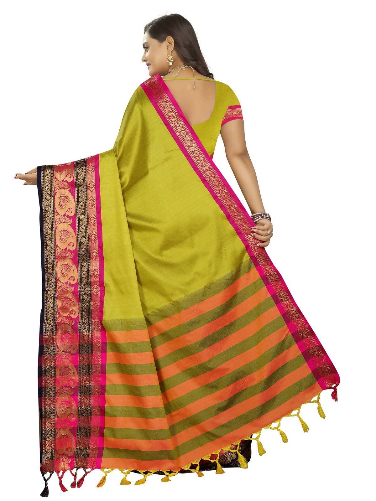 Vamika Banarasi Silk Mehandi Green Weaving Saree