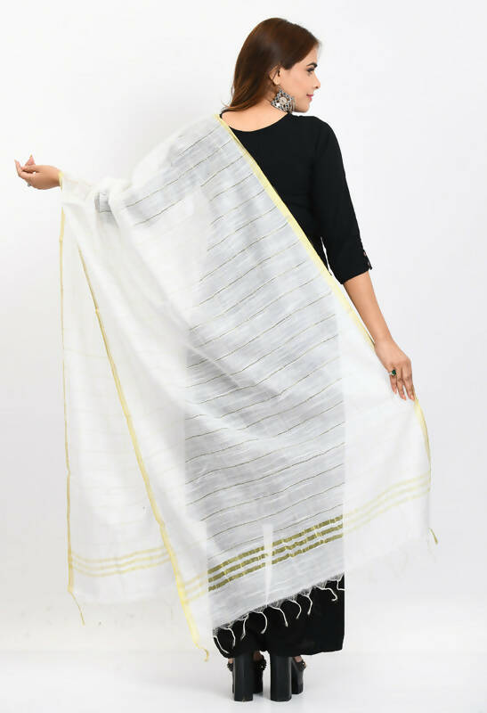 Mominos Fashion Moeza Women's Cotton Zari Box White Dupatta - Distacart