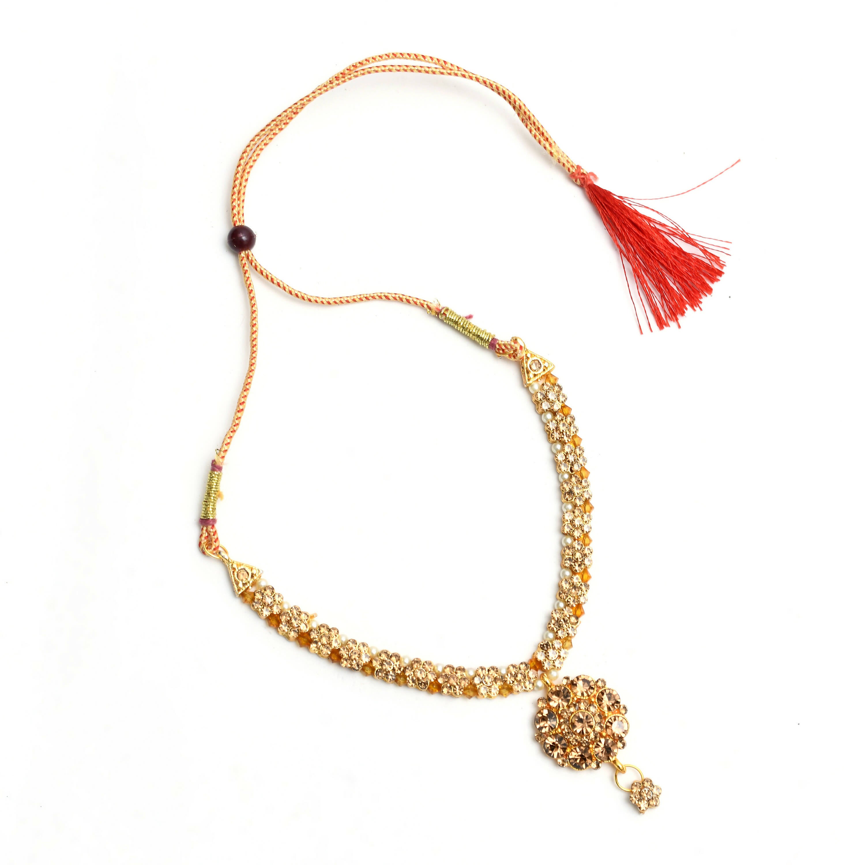 Mominos Fashion Johar Kamal Gold-Plated Brass Finish Stone Choker For Women (Golden) - Distacart