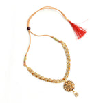 Thumbnail for Mominos Fashion Johar Kamal Gold-Plated Brass Finish Stone Choker For Women (Golden) - Distacart