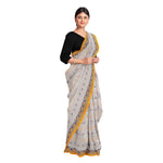 Thumbnail for Exclusive Collection 100% Pure Cotton Light Grey Tant Saree With Hand Weaving Work - Distacart