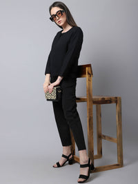 Thumbnail for Even Apparels Black Polywool Open Front Statement Women's Jacket - Distacart