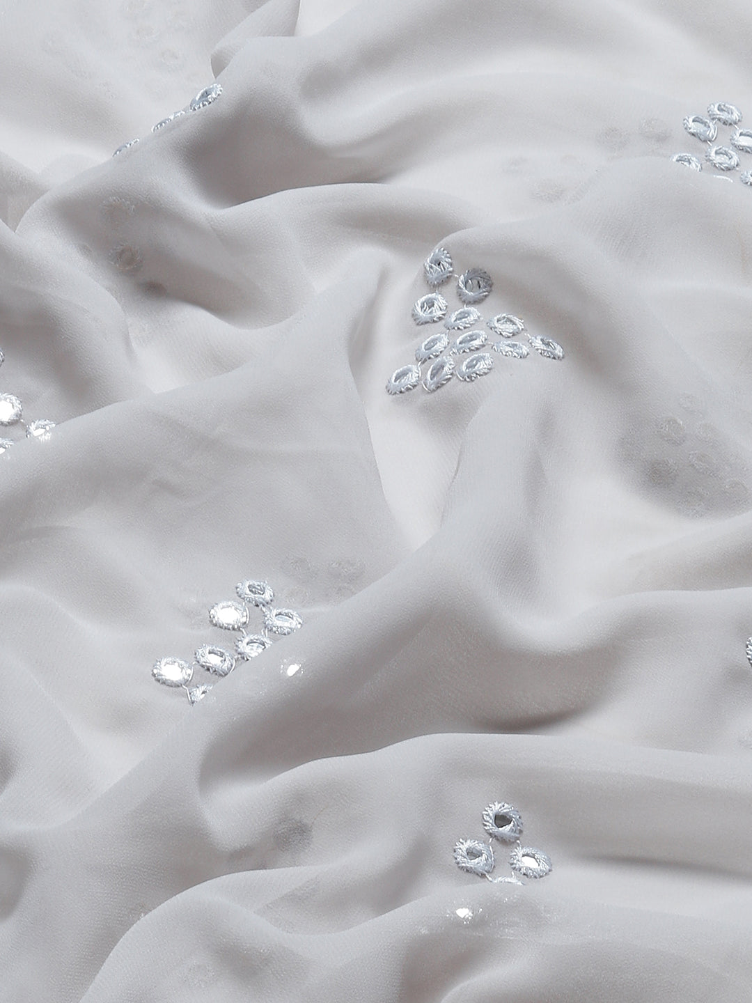 Tikhi Imli Grey Embroidered Mirror-Work Saree - Distacart