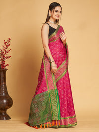 Thumbnail for NOZ2TOZ Women's Party Wear Designer Pink Colour Patola Silk Saree - Distacart