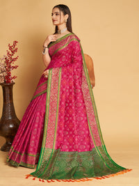 Thumbnail for NOZ2TOZ Women's Party Wear Designer Pink Colour Patola Silk Saree - Distacart