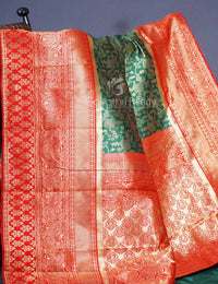 Thumbnail for Shades of Green Floral Designbanaras Semi Silk Saree By Gayathri Reddy Designer Studio - Distacart