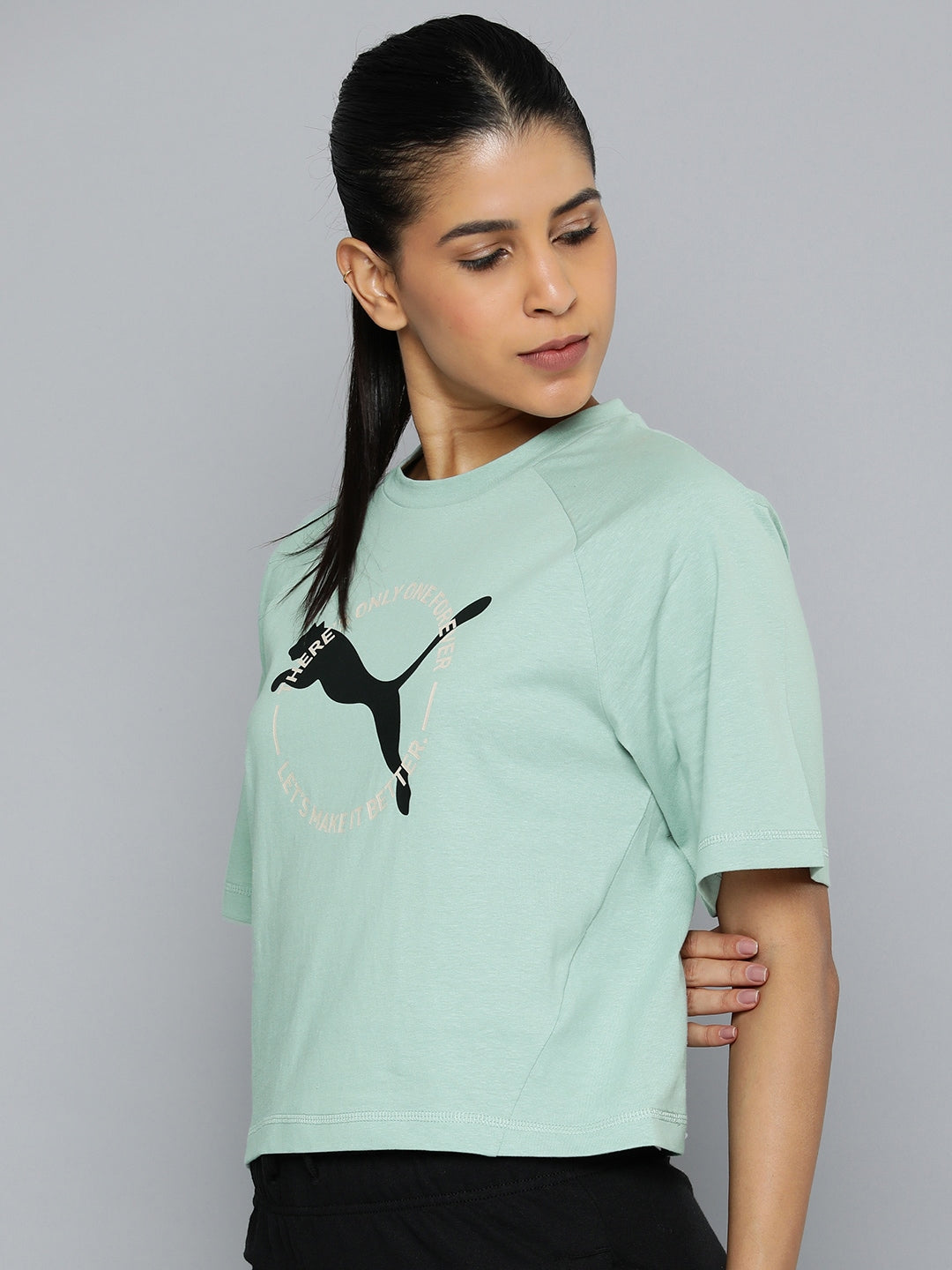 Puma Pure Cotton Relaxed Fit Brand Logo Printed Raglan Sleeves Outdoor T-shirt - Distacart