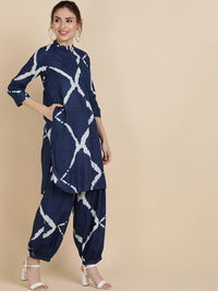 Thumbnail for Sangria Women Navy Blue Pure Cotton Kurta with Salwar - Distacart