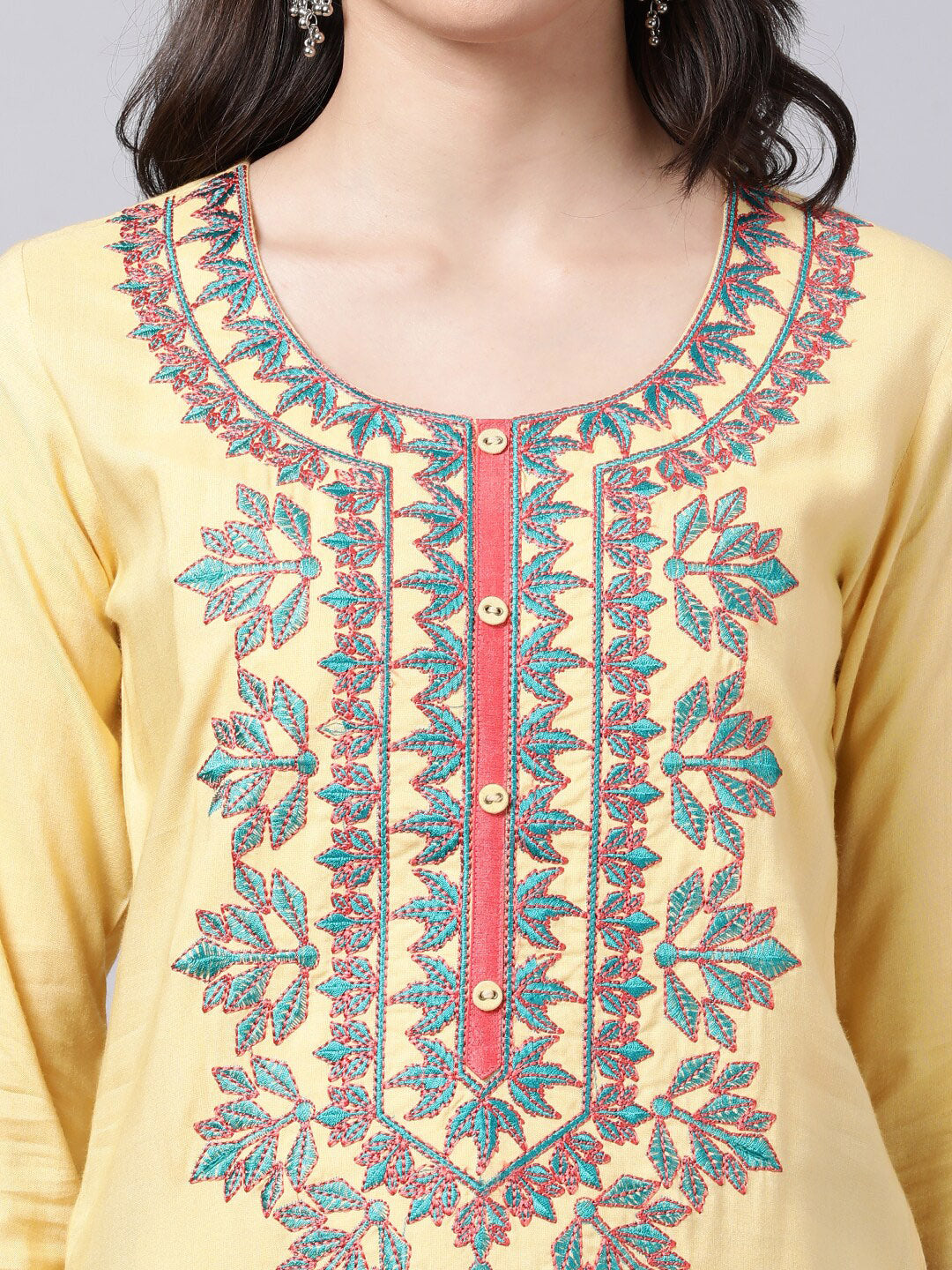 Souchii Women Cream-Coloured Ethnic Motifs Embroidered Kurta - Distacart