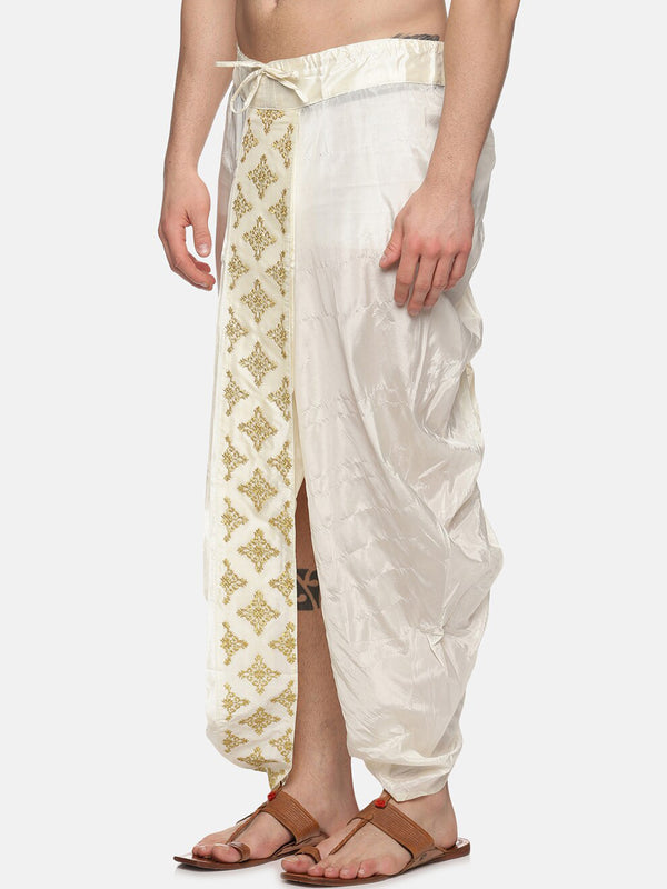 Sethukrishna Men Cream Embroidered Dhoti Pant - Distacart